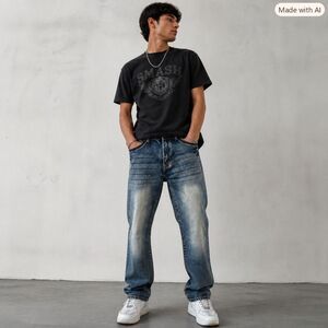 Smash Men’s Medium‑Wash Straight Jeans 36×33